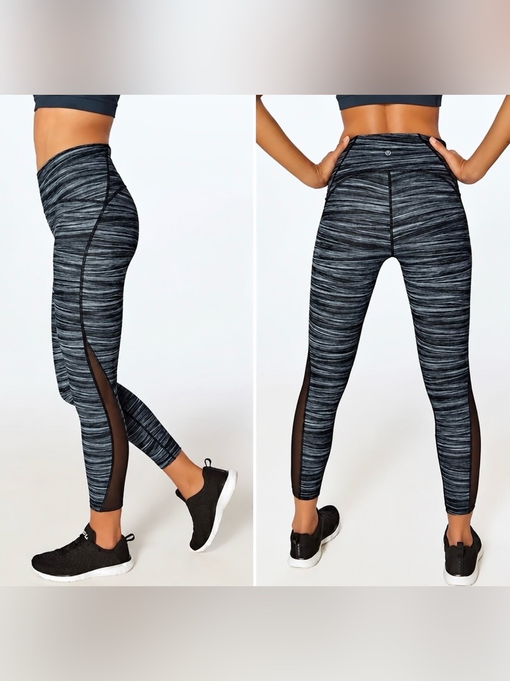 Lululemon Train Times 7/8 Pant 25"
Low Tide Alpine White with Black Mesh
Size 6